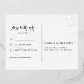 Briefkaart voor hedendaagse RSVP zwarte en goudfol (Achterkant)