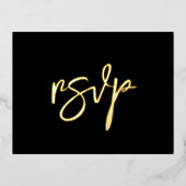 Briefkaart voor hedendaagse RSVP zwarte en goudfol (Voorkant)