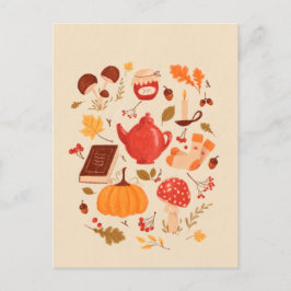 Briefkaart voor herfst-essentiële illustraties
