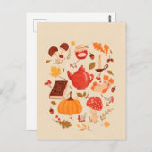 Briefkaart voor herfst-essentiële illustraties (Voorkant / Achterkant)
