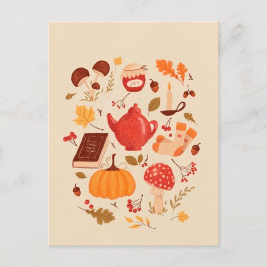 Briefkaart voor herfst-essentiële illustraties (Voorkant)