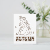 Briefkaart voor herfst-gnome- en pompoenkleuractiv (Staand voorkant)