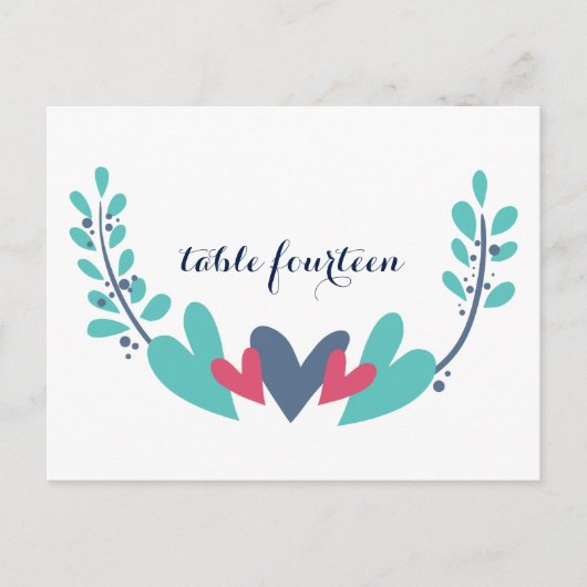 Briefkaart voor het aantal harten- en weddenschapp (Voorkant)