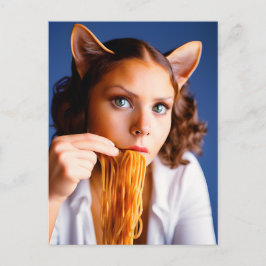 Briefkaart voor het eten van menselijke katten