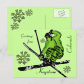Briefkaart voor het groene thema skski van Keyston (Voorkant / Achterkant)