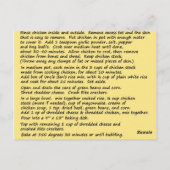 Briefkaart voor het inkuiken van Casserole (Achterkant)