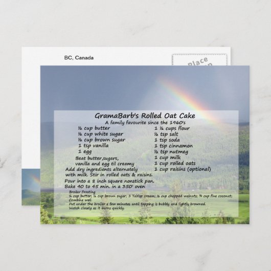 Briefkaart voor het innemen van haverklap (Voorkant / Achterkant)