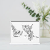 Briefkaart voor het kleuren van levende vogels en (Staand voorkant)