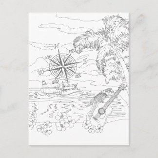 Briefkaart voor het kleuren van tropische eilanden