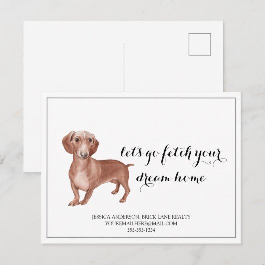 Briefkaart voor het kopen van Wiener Dog Real Esta (Voorkant / Achterkant)