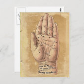 Briefkaart voor het lezen van handpalmen (Voorkant / Achterkant)