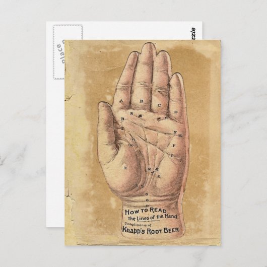 Briefkaart voor het lezen van handpalmen (Voorkant / Achterkant)