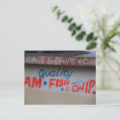 Briefkaart voor het ondertekenen van vis en chips (Staand voorkant)