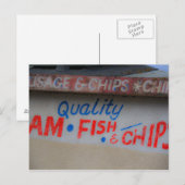 Briefkaart voor het ondertekenen van vis en chips (Voorkant / Achterkant)