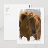 Briefkaart voor het ontwerpen van kastanjepaarden (Voorkant / Achterkant)