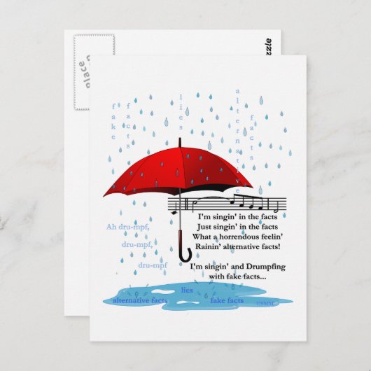 Briefkaart voor het Raining en zingen van alternat (Voorkant / Achterkant)