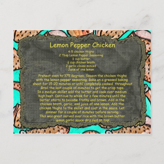 briefkaart voor het recept voor citroenpeper (Voorkant)