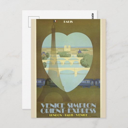 Briefkaart voor het reizen van het hart van Parijs (Voorkant / Achterkant)