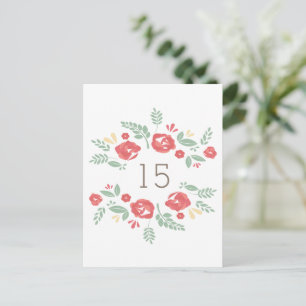 Briefkaart voor het rode land Floral-tabelnummer