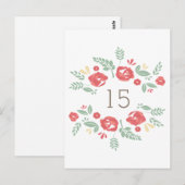Briefkaart voor het rode land Floral-tabelnummer (Voorkant / Achterkant)