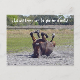 Briefkaart voor het rollen van paarden