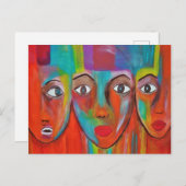 Briefkaart voor het schilderen van Afrikaanse vrou (Voorkant / Achterkant)