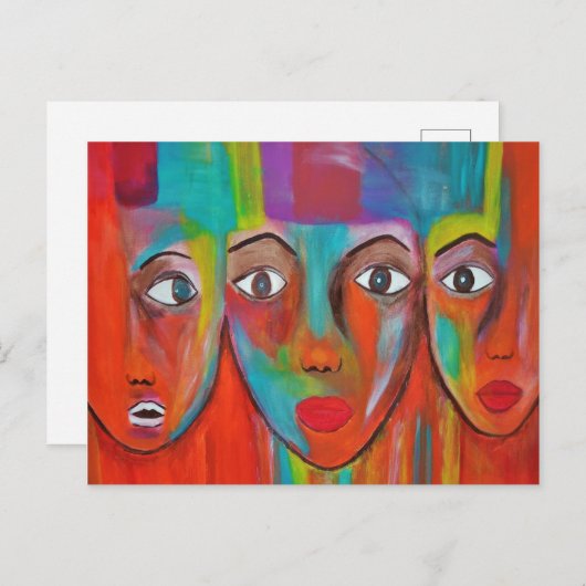 Briefkaart voor het schilderen van Afrikaanse vrou (Voorkant / Achterkant)