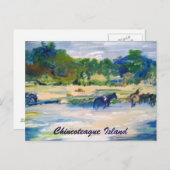 Briefkaart voor het schilderen van paarden op het  (Voorkant / Achterkant)