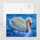 Briefkaart voor het schilderen van witte zwanen wa (Voorkant / Achterkant)