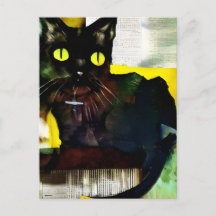 Briefkaart voor het schilderen van zwarte kat
