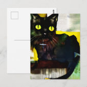 Briefkaart voor het schilderen van zwarte kat (Voorkant / Achterkant)