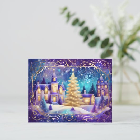 briefkaart voor het stadhuis van kerst (Staand voorkant)