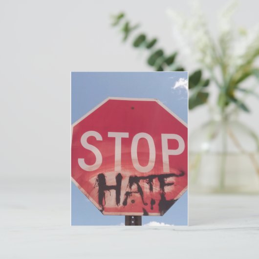 Briefkaart voor het stoppen van de Hate Closeup (Staand voorkant)