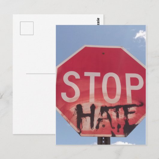 Briefkaart voor het stoppen van de Hate Closeup (Voorkant / Achterkant)