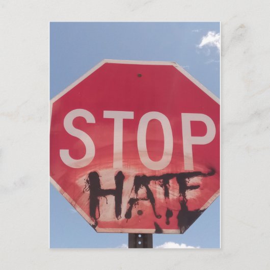 Briefkaart voor het stoppen van de Hate Closeup (Voorkant)