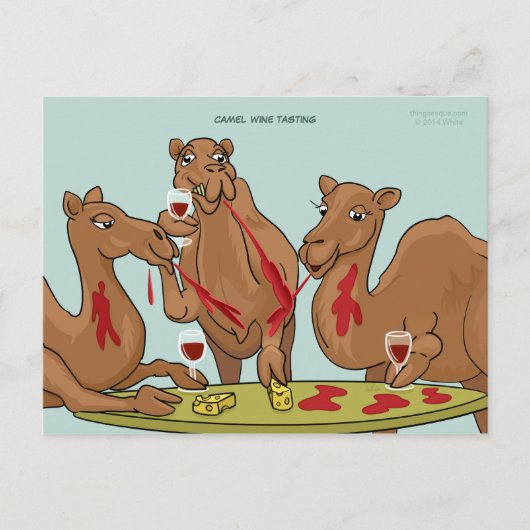 Briefkaart voor het testen van kameel wijn (Voorkant)