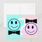 Briefkaart voor het uitnodigen van een genderparti (Voorkant / Achterkant)