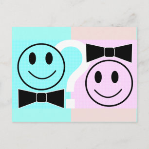 Briefkaart voor het uitnodigen van een genderparti