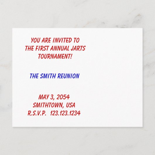 Briefkaart voor het uitnodigen van kunstuitvindin (Achterkant)