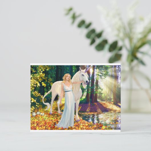 Briefkaart voor het verhitten van meisjes en Unico (Staand voorkant)