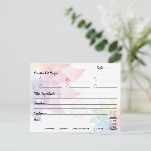 Briefkaart voor het winnen van etherische olie (Staand voorkant)