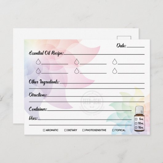 Briefkaart voor het winnen van etherische olie (Voorkant / Achterkant)