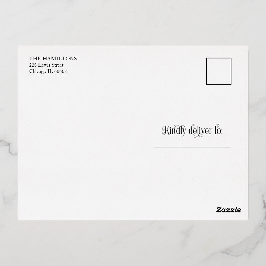 Briefkaart voor huwelijkskoninklijke Folie (Achterkant)