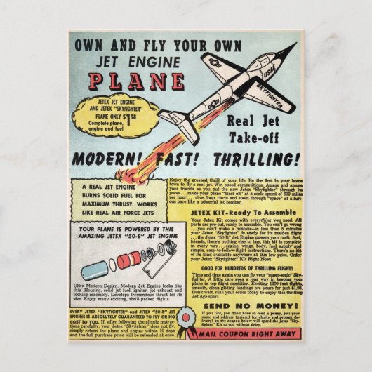 Briefkaart voor  Jet Plane-reclame (Voorkant)