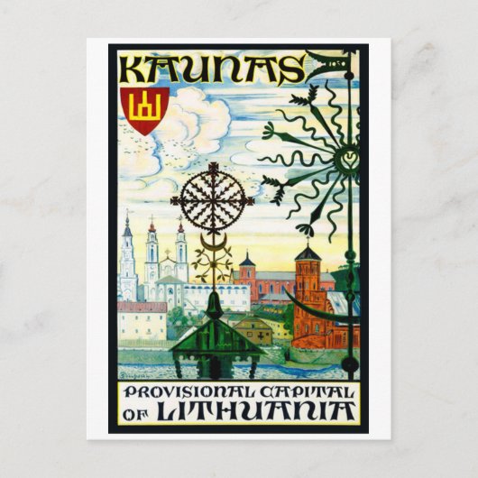  briefkaart voor Kaunas, Litouwen (Voorkant)