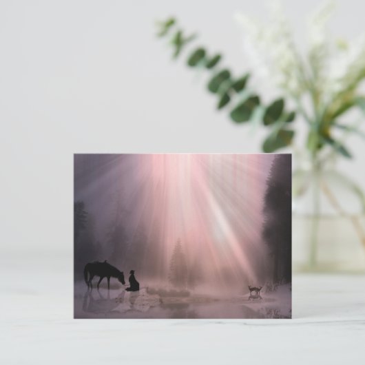 Briefkaart voor kerst met feestdag in Cowboy Churc (Staand voorkant)