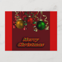 Briefkaart voor kerstbommen en stookolie