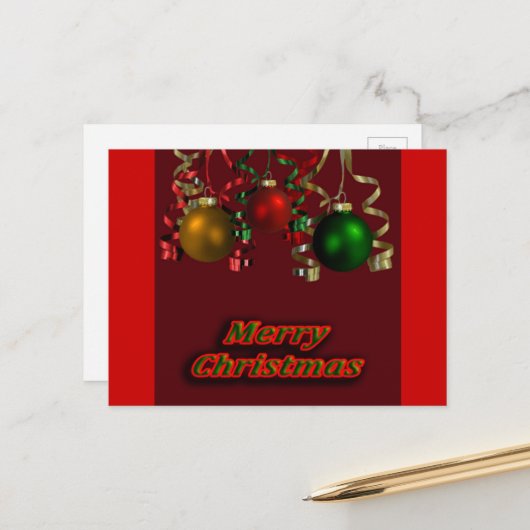 Briefkaart voor kerstbommen en stookolie (Voorkant / Achterkant in situ)