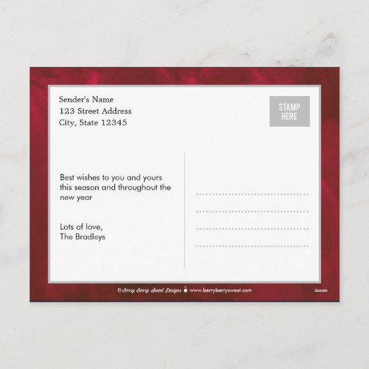 Briefkaart voor kerstfeestdag (Achterkant)