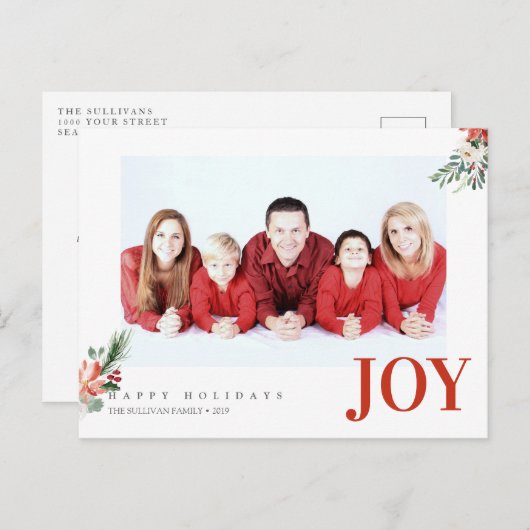 Briefkaart voor kerstfeestdag Joy Foto Greeting 3 (Voorkant / Achterkant)